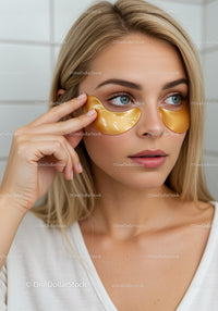 Young Woman Using Under-Eye Patches for Skin Rejuvenation