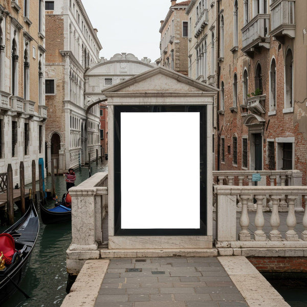 Venetian Canal with Gondolas and Historic Bridge JPG Mockup Image