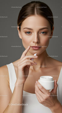 Young Woman Applying Cream for Skin Care and Beauty Routine