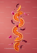Fresh Blood Orange Slices with Floating Petals