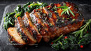 Grilled Beef Ribs with Fresh Green Herbs on Plate