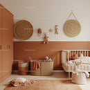 Cozy Baby Nursery with Woven Baskets and Plush Toys