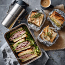Ham and Lettuce Sandwiches with Coffee and Fresh Herbs
