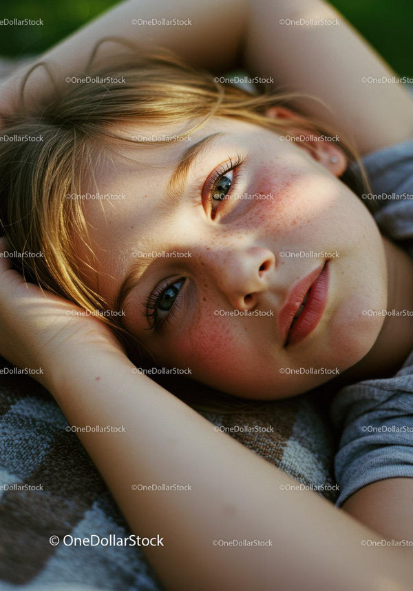 Close-up of thoughtful young girl resting outdoors