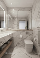 Elegant Marble Bathroom with Modern Fixtures and Bright Lighting