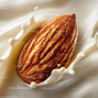 Almond in Creamy Milk Splash Capturing Vibrant Details