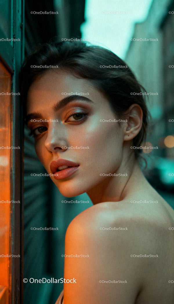 Close up portrait of relaxed young woman with soft makeup