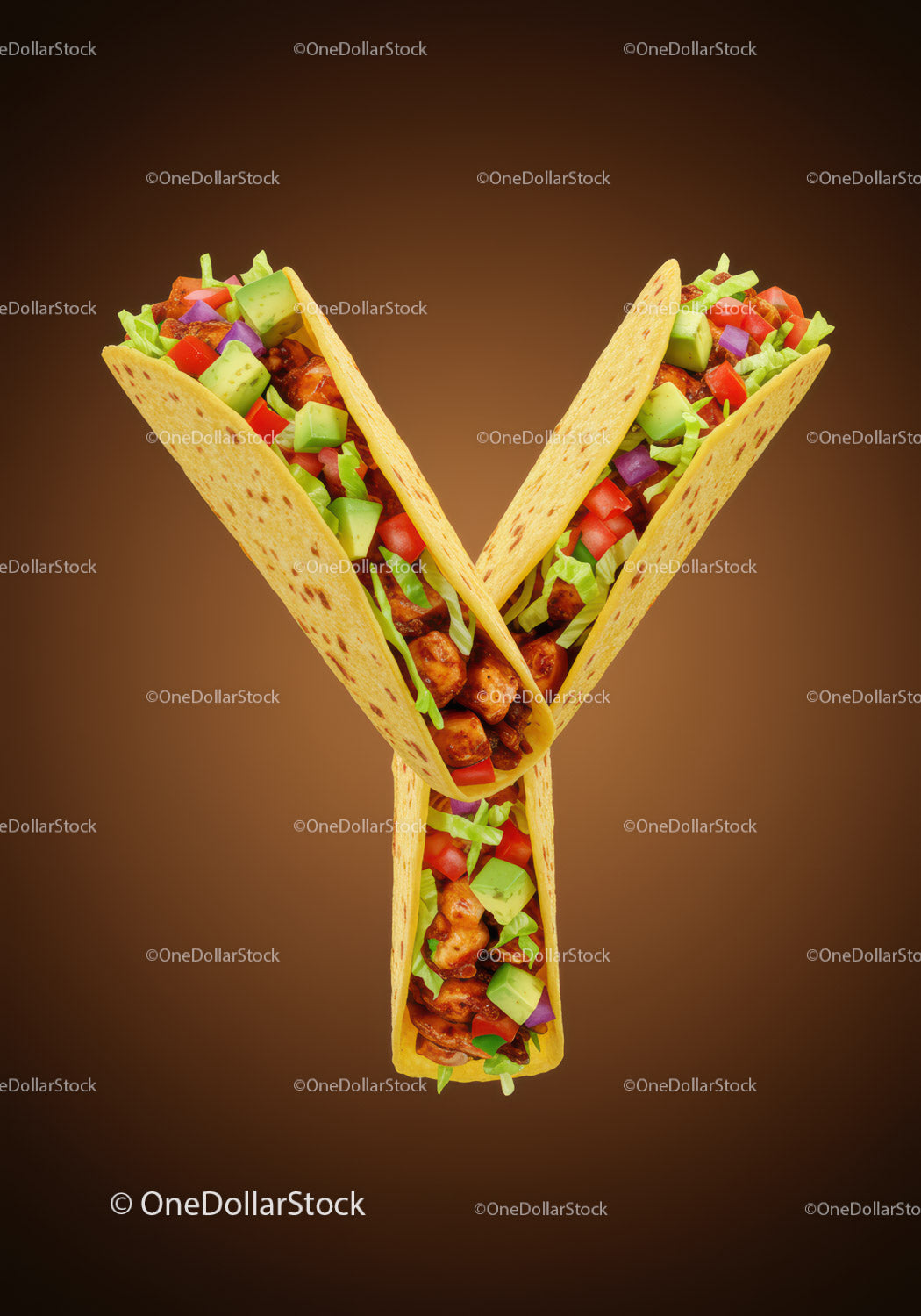 Układ taco w kształcie litery Y na brązowym tle