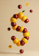 Floating Sliced Citrus and Red Apples Forming Number Six