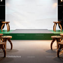 Empty Modern Stage with Unique Wooden Stools