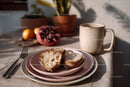 Fresh Sliced Bread with Jam and Coffee on Rustic Table