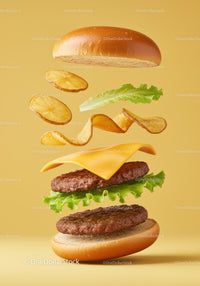 Deconstructed cheeseburger with crispy potato chips