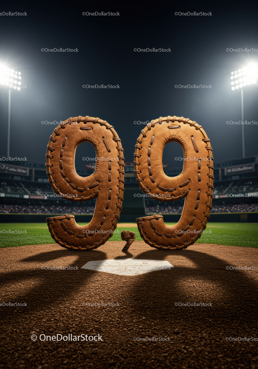 Baseball Number Ninety Nine Made of Leather Gloves