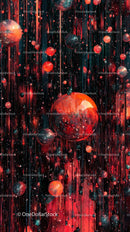 Vibrant Space-Themed Abstract Art with Glowing Orbs and Particles