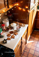 Cozy kitchen with holiday baking and hot cocoa