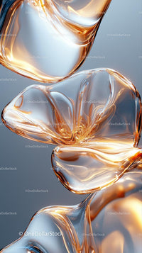 Elegant Abstract Glass Art with Copper and Silver Tones