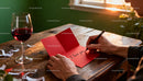 Man writing heartfelt message on valentines card