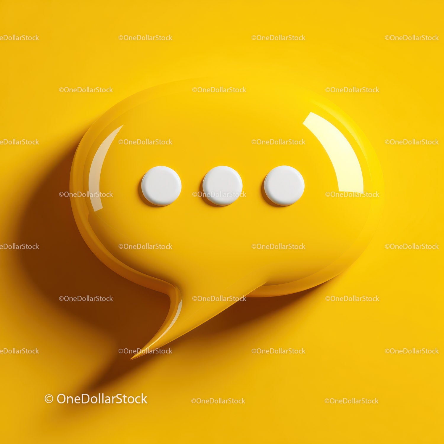 Modern Speech Bubble with Yellow Buttons on Bright Yellow Background