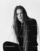 Black and White Fashion Portrait of a Young Woman with Wet Hair