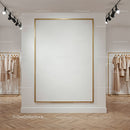Minimalist fashion boutique with blank display frame