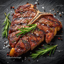 Juicy Grilled Steak with Herbs and Seasonings on Slate Surface