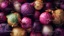 Fresh Red and Purple Onions with Garlic in a Rustic Food Setting