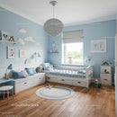 Cute Kids Bedroom with Blue Walls and Playful Decor