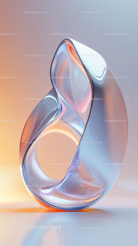 Abstract Glass Sculpture with Smooth Curves and Reflective Surface