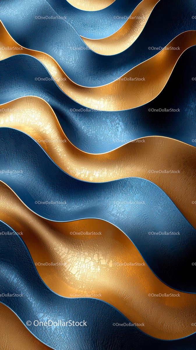 Elegant Gold and Blue Wavy Abstract Texture for Background Design
