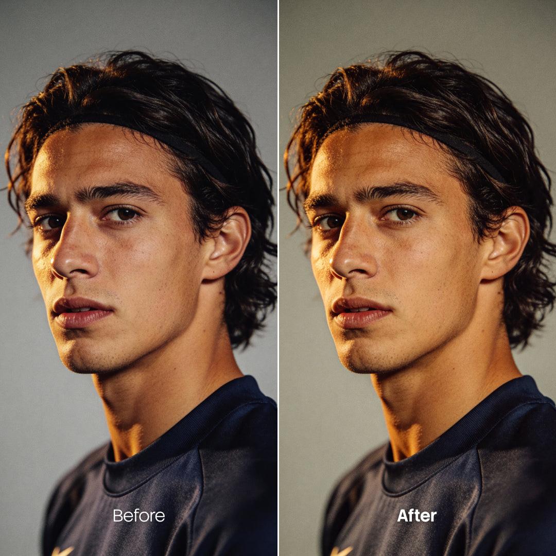Before and after Film PRO View LUT Pack effect