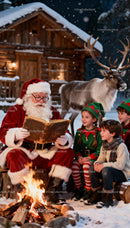 Santa Claus Reading Stories to Children by Campfire
