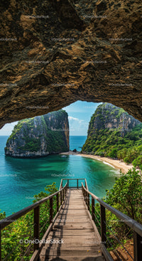 Breathtaking Seaside View of Limestone Cliffs and Clear Blue Water
