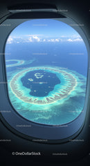 Aerial View of Stunning Tropical Island with Coral Reef and Clear Blue Water