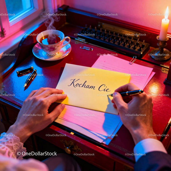 Writing a heartfelt love letter by candlelight