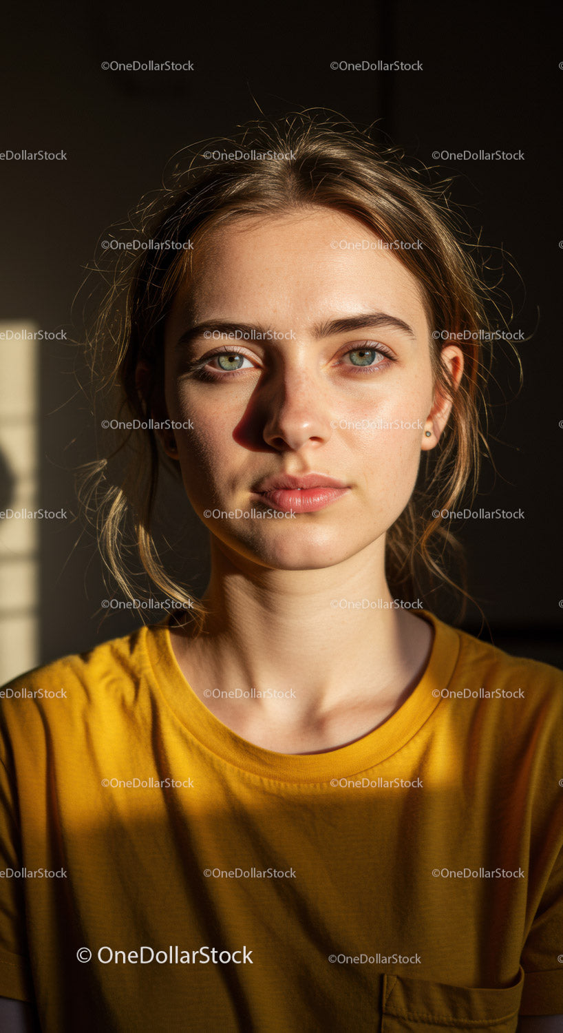 Young Woman Portrait with Natural Light and Youthful Expression