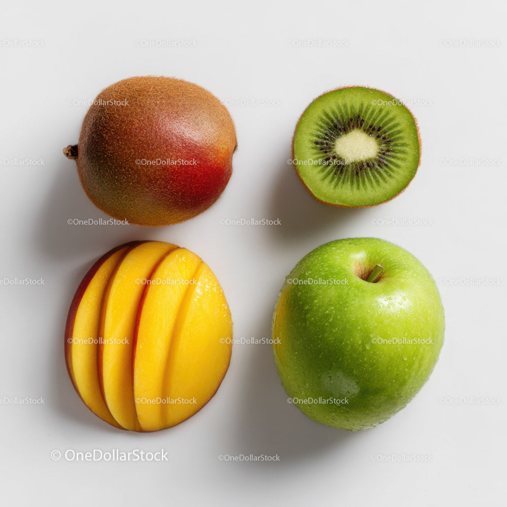 Fresh and Juicy Fruit Assortment with Kiwi Apple Strawberry and Orange