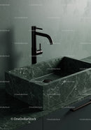 Elegant Green Marble Sink with Black Faucet for Modern Bathrooms and Kitchens