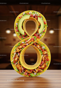 Creative Number Eight Made from Stuffed Tacos Displayed