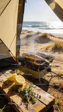 Fresh Fish Grilling by the Beachside Camping Tent