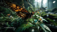 Beautiful Butterfly with Intricate Wing Patterns in a Forest Setting