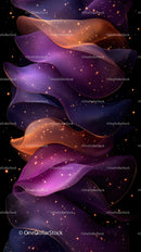 Colorful Abstract Flowing Ribbons with Cosmic Dust and Light Trails