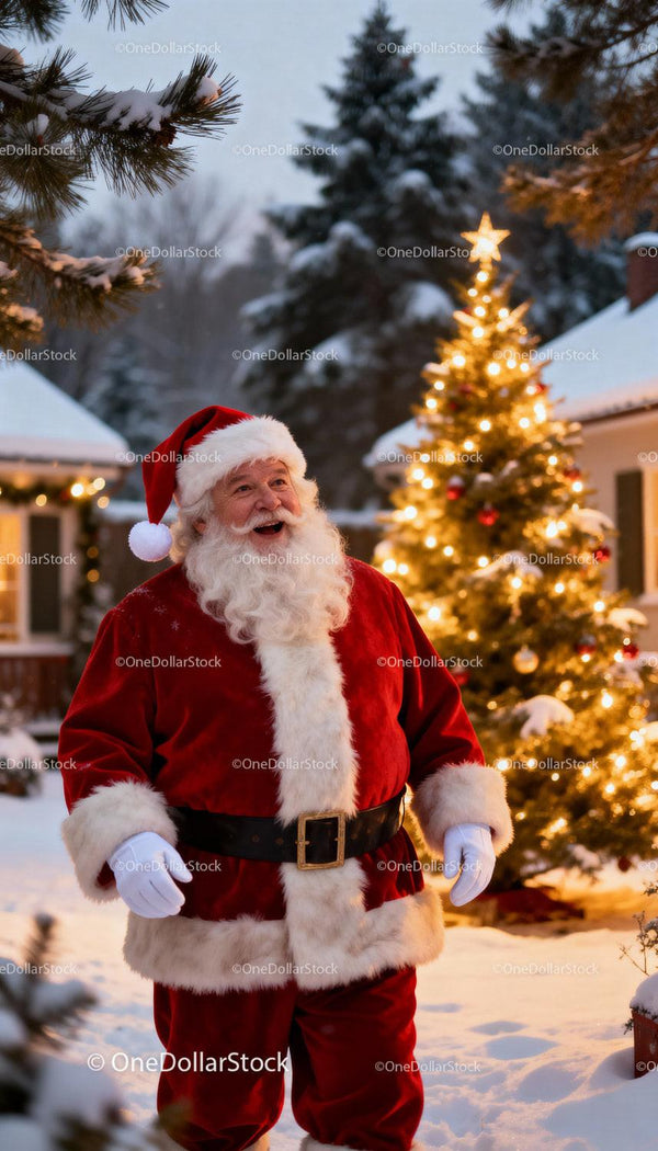 Joyful Santa Claus Celebrating Christmas Outdoors