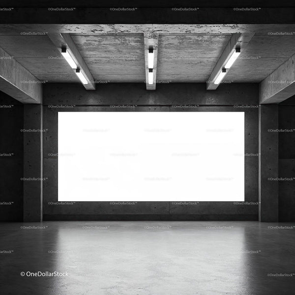 Empty Concrete Room with Large Light Display Window JPG Mockup Image