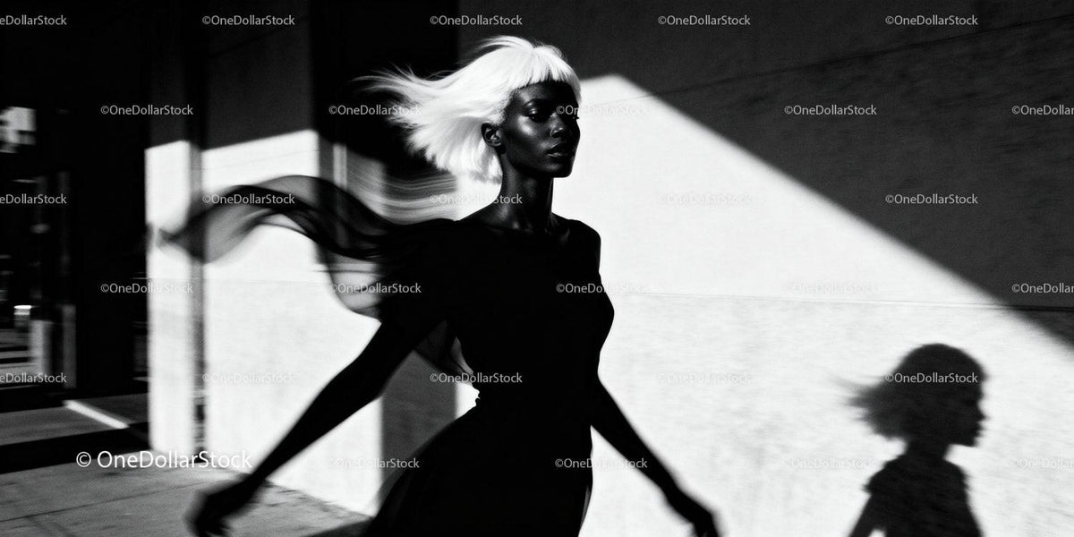 Elegant woman with flowing hair in dynamic silhouette