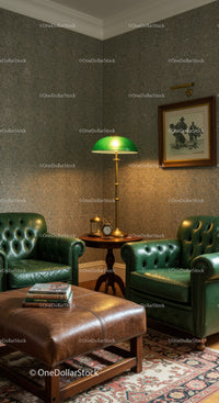 Classic leather armchairs with elegant reading nook