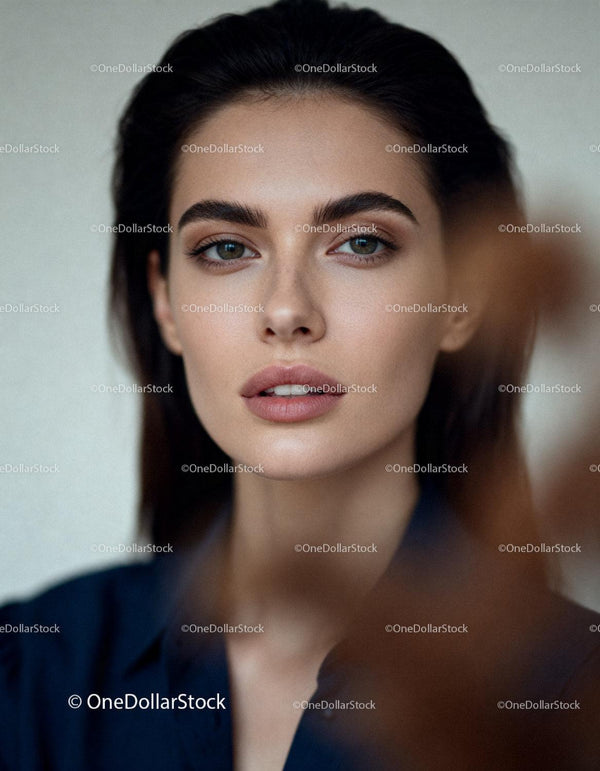 Confident young woman with natural makeup closeup
