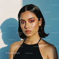 Stunning Portrait of a Young Woman with Vibrant Makeup