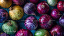 Close-up of Vibrant Red Onions with Water Droplets for Food Photography