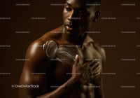 Elegant Artistic Portrait of a Dark-Skinned Woman with Reflective Lighting
