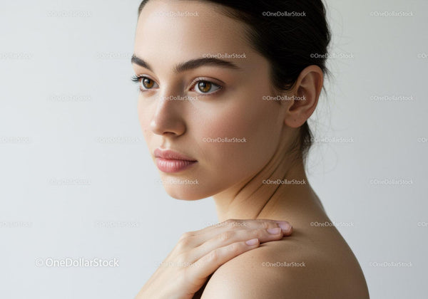 Elegancki Portret Kobiety z Gładką Skórą i Naturalnym Makijażem